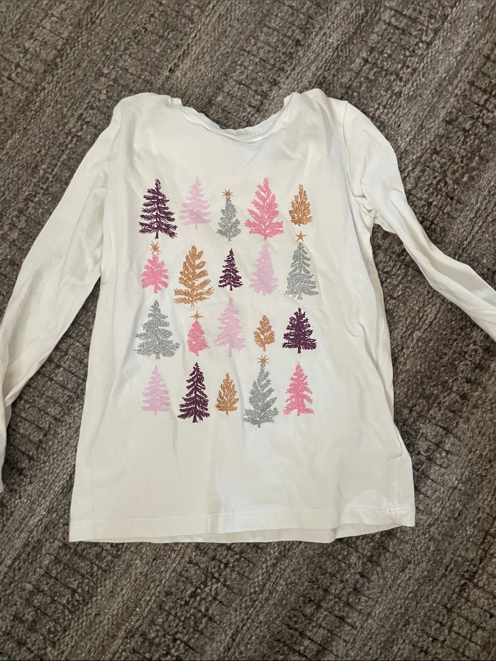 Crewcuts White Long-Sleeve Tee with Pink, Purple & Gold Tree Design